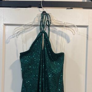 SO Emerald Sequin Halter Dress